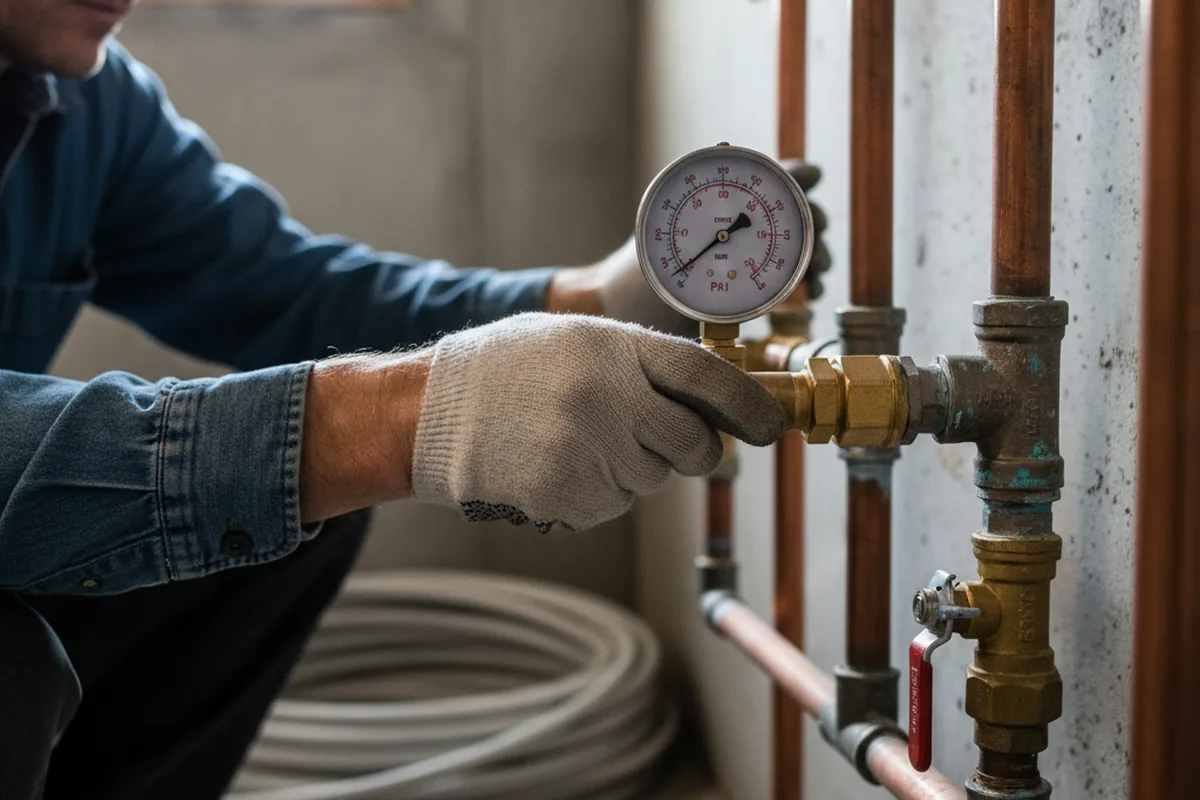 Pressure testing a repaired line during Water Line Repair in Dinuba